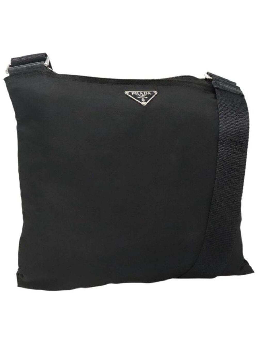 Authentic PRADA Shoulder Bag Nylon Black Silver